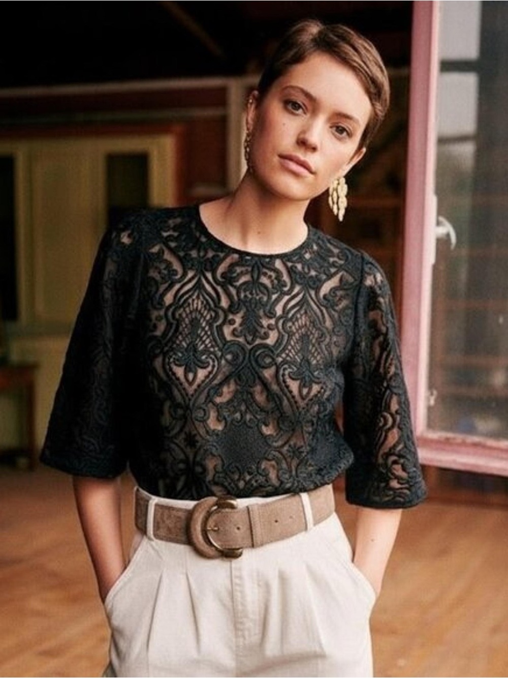 NWT Sezane Gabrielle Blouse, Size 34